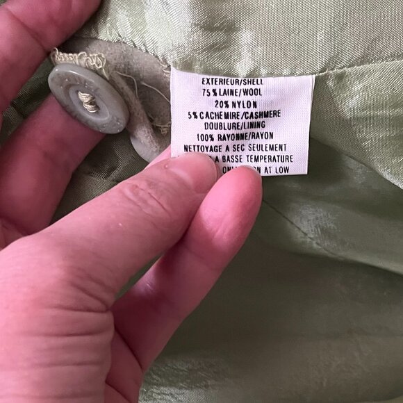 Vintage Pale Moss Green Wool/Cashmere Daniel Hechter Petites Blazer, Size Small - Picture 7 of 8
